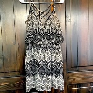 Cotton black and white patterned casual dress